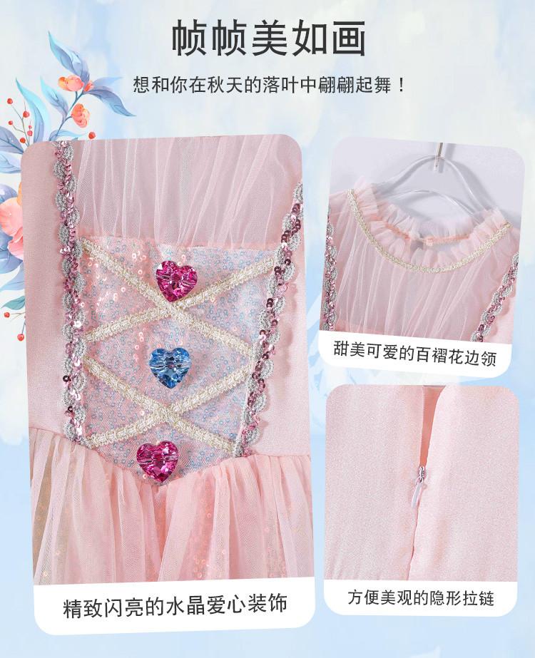Pink princess dress, girls' summer new style gradient rainbow western-style birthday dress, children's dress, baby dress
