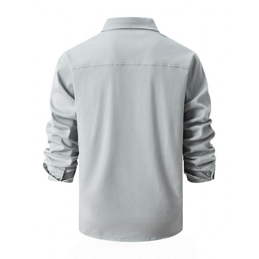 Autunno Inverno Camicie Casual da Uomo in Cotone Elasticizzato Lavato Moda Business Tinta Unita Camicia a Maniche Lunghe Uomo