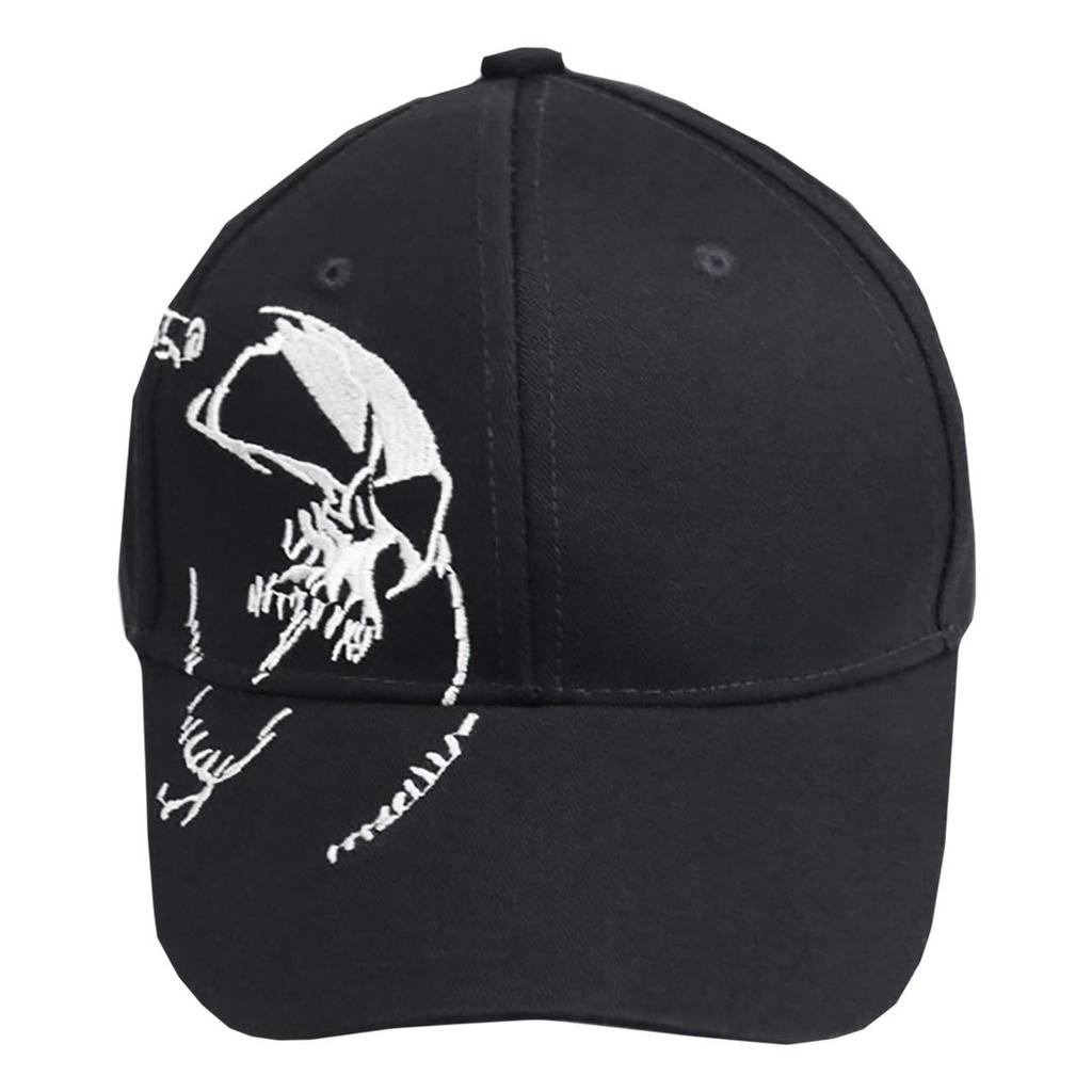 WHITE FANG Hat Cap Black Skull Skeleton Stylish Cool Casual CA189 Men's (01 Black)