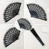 1pc Classic European Style Lace Fabric Hand Fan - Foldable Handheld Floral Design Women Weddings Nightclubs Cosplay