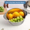 304 Stainless Steel Rice Washing Strainer Bowl Multi-Functional Slanted Colander for Washing Fruits Vegetables and Grains