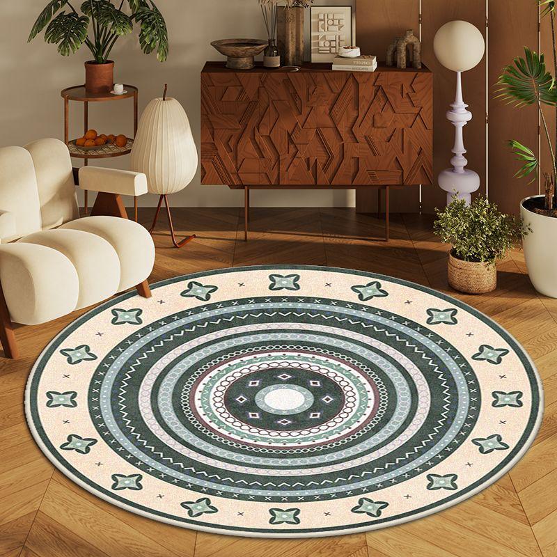 Black Persian Round Carpet for Living Room Bohemian Decoration Bedroom Non-slip Rug Lounge Study Lint-free Washable Chair Mat