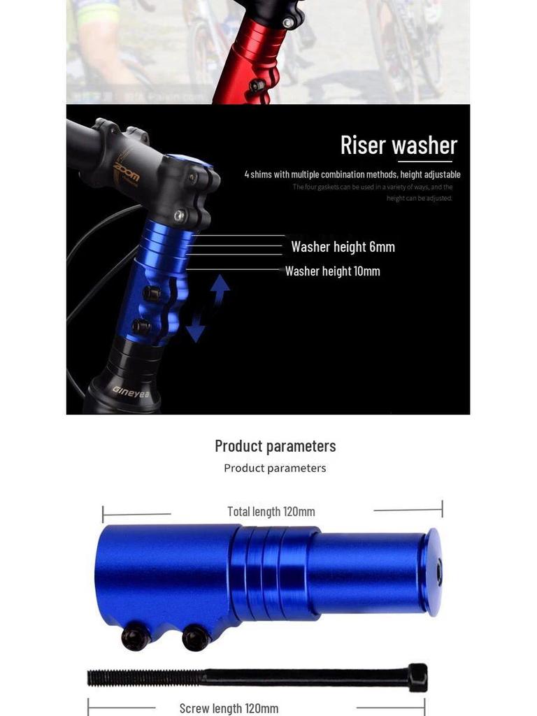 Justerbar terrengsykkelstyrefremspring og styreforhøyer
