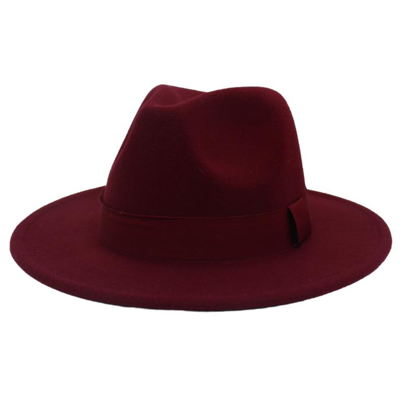 British Jazz Hat Big Eave Hat Square Ribbon French Top Hat Men'S And Women'S Cashmere Felt Hat