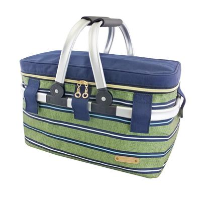 At First Insulated Basket Cooler Thick Thin AF6258 Bag, Border, Green,