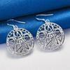 Elegant 925 Sterling Silver Delicate Six-Pointed Star Hollow Earrings for Women, Fashionable Party Gift, Wedding Accessories