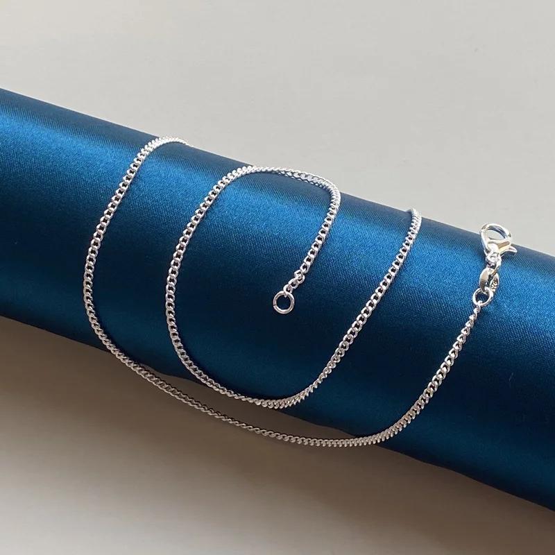 925 Silver 2MM 40-75cm Side Chain Necklace Men Women Charm Wedding Party Gift Jewelry Accessories