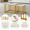 2-teiliges Set quadratische Hochglanz-Marmoroptik Kaffeetische, Stapeltische mit goldenen Beinen, 60*60*45cm und 45*45*40cm, Vielseitig