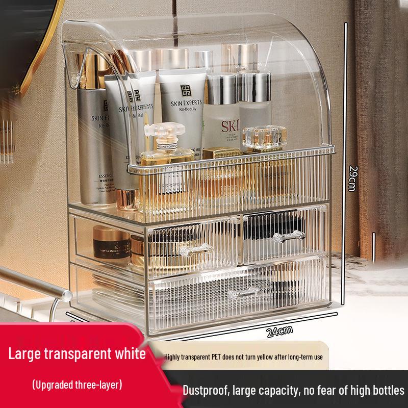 Dustproof Large-Capacity Cosmetic Storage Box for Lipstick & Skincare with Drawers