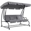 Three-Person Garden Swing Chair, with Adjustable Canopy - Light Grey