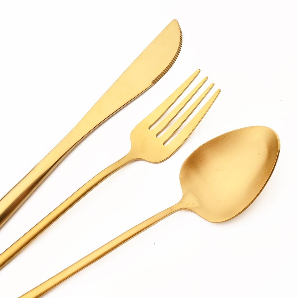 Gull bestikksett matt 304 rustfritt stål servisesett Kniv Kakegaffel Skjepinner Sølvtøy Kjøkkenbestikk Bestikk