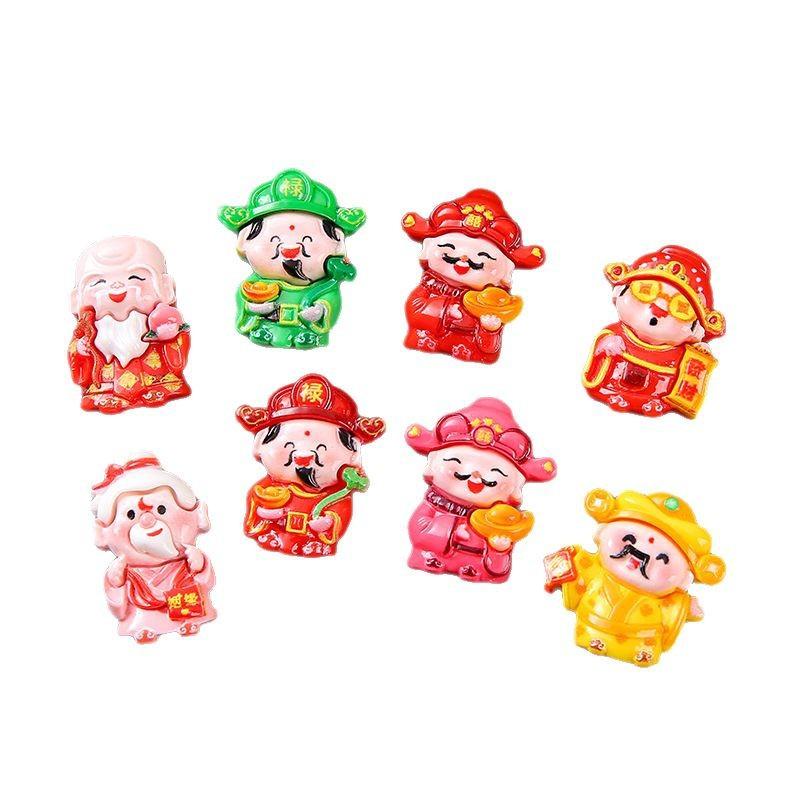 8PCS DIY God of Fortune Refrigerator Stickers Magnetic Suction Three-dimensional Wall Hanging New Year Festive Creative Living