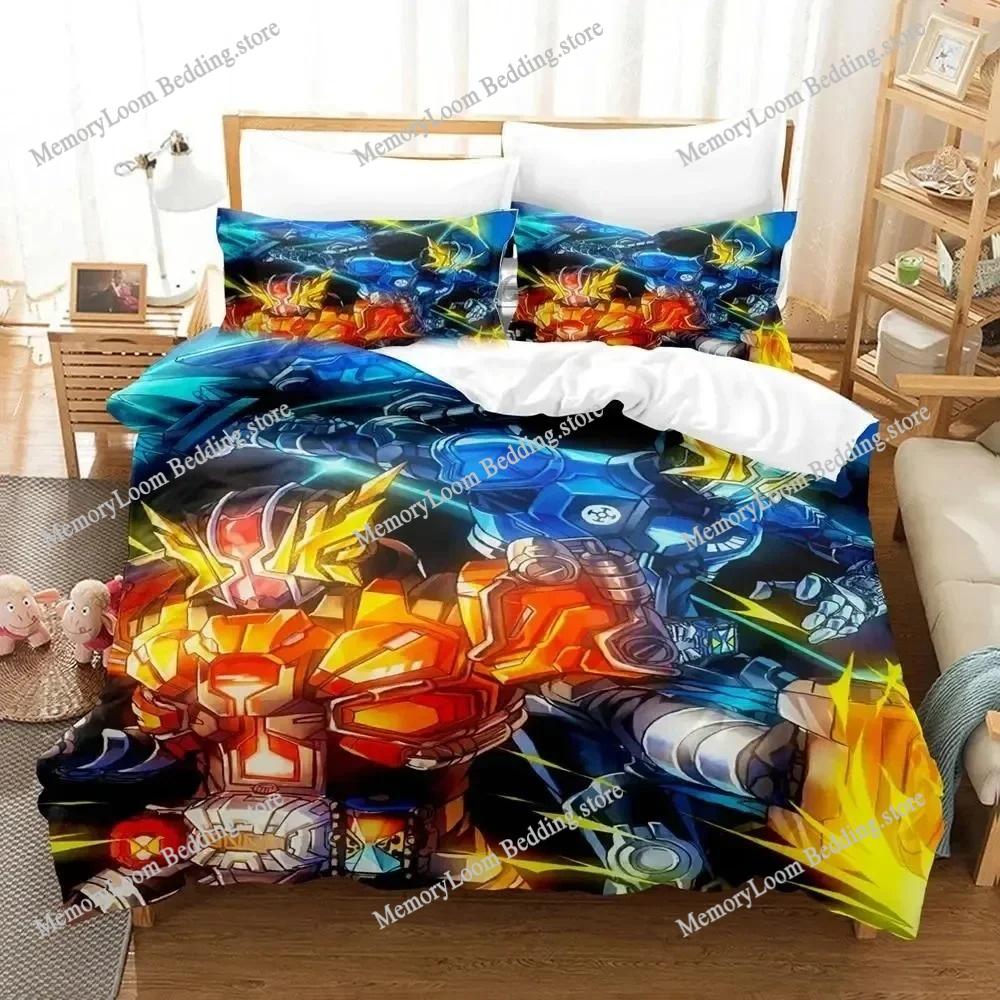 Ev Tekstili Çizgi Filmler Eğlenceli Kamen Rider Zero-One Yorgan Kılıfı Yastık Kılıfı Erkek Kız Yatak Takımı King/Queen/Tek Kişilik Boyut Yumuşak Polyester
