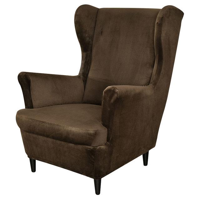 Velvet Sloping Arm King Back Chair Cover Elastic Armchair Wing Back Wing Sofa Back Chair Cover Stretch Protector Home Decor