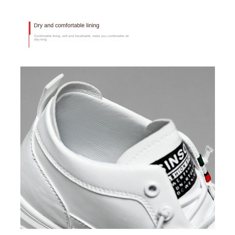 Весенняя мужская обувь Дышащие высокие кеды Маленькие белые туфли Мужская мода — фото 5