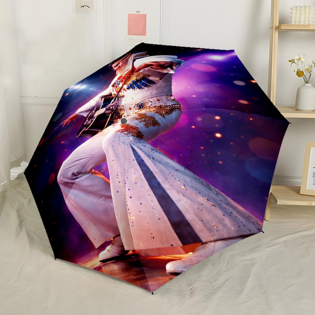 Elvis Presley Performance Outdoor Automatic Umbrella Folding Umbrella with 8 Ribs Sturdy Construction Travel Essential Fashionable Accessory