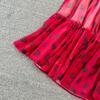 Fashion Dress for Women V Neck A-line Flounced Edge Printing Chiffon Vestidos Lace-up Folds Lining Dresses Summer