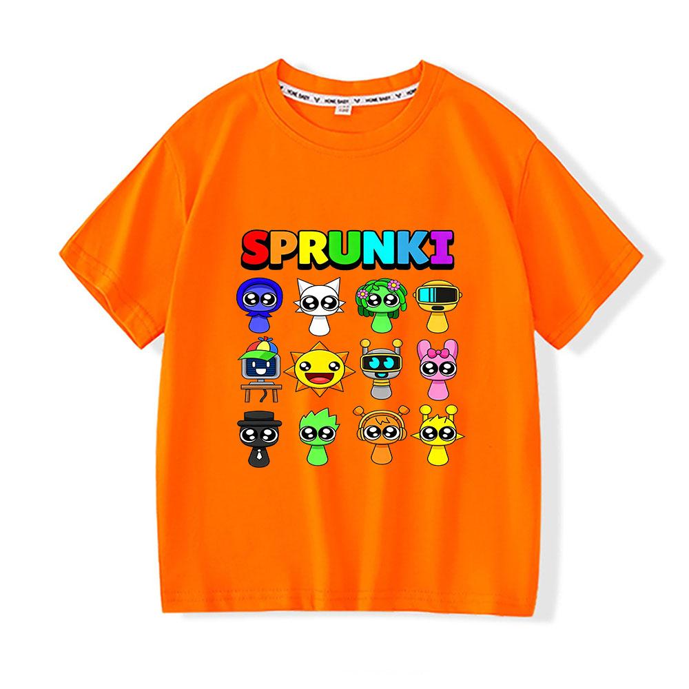 Game Sprunki Children's T-Shirt 100% Cotton Cute Grils Boys Kids Tops Cartoon Print Tees Casual O-Neck Short Sleeve Summer Wear