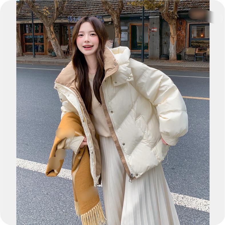 Down Padded Jacket Women's Autumn and Winter Thick Padded Jacket Small Fake Two-piece Short Padded Jacket