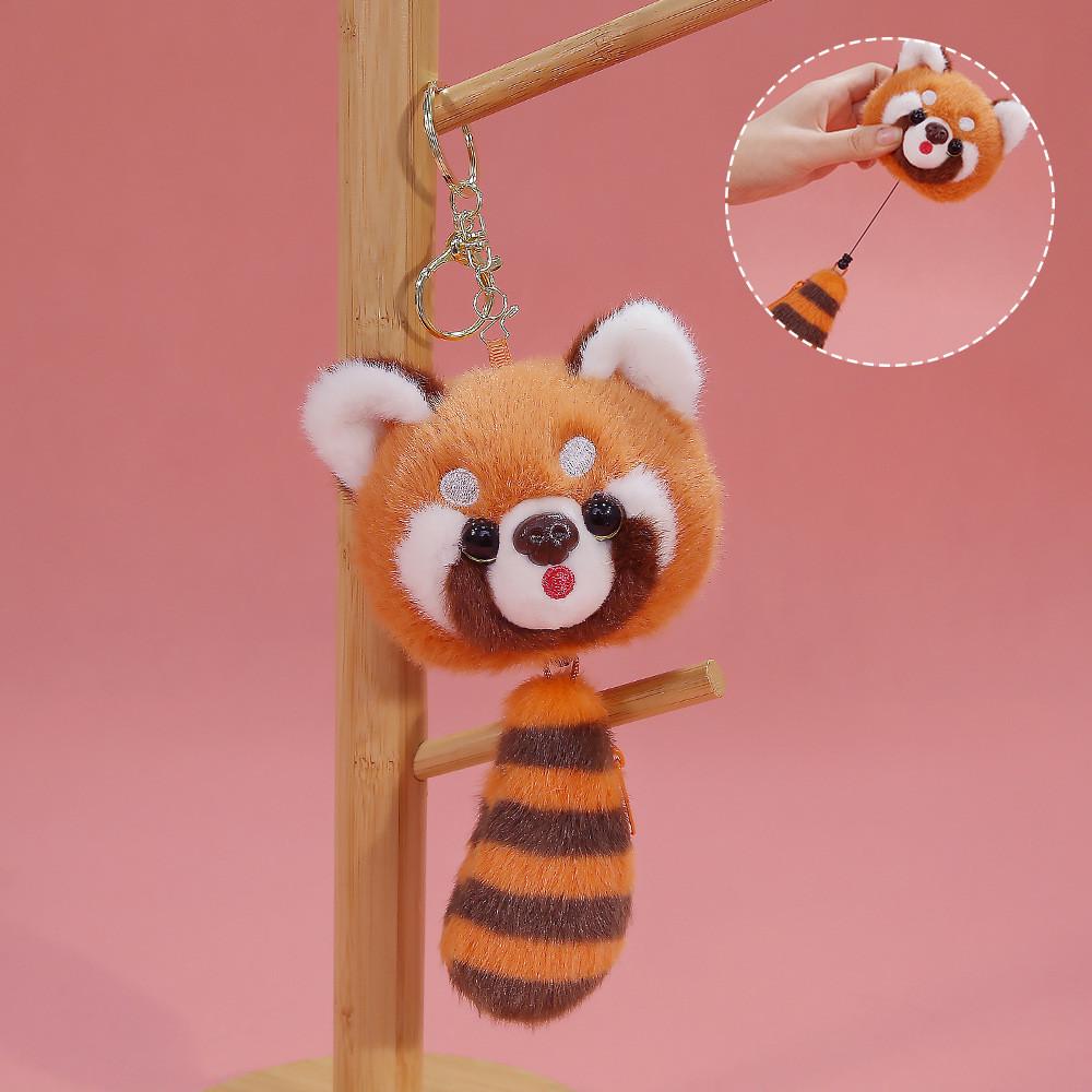 Portachiavi Procione Peluche con Design a Coda da Tirare per Decorazione Zaino e Collezionisti