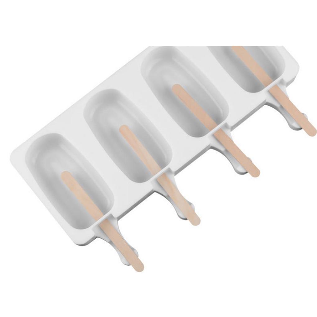 Silicone Ice-cream Mold Reusable Non-stick Flexible 4 Grid Heats-resistant Kitchen Ice Stick Maker Making Tool Accessories