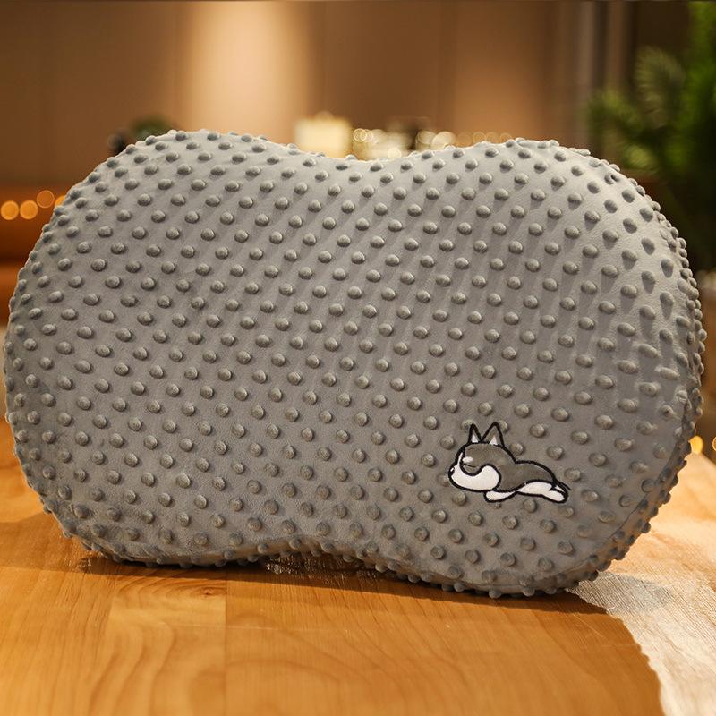 Soft Doudou Velvet Belly Pillow Memory Cotton Sleeping Decompression Pillow Bed Adult Stress Relief Assisted Sleeping Pillow Leather Shell