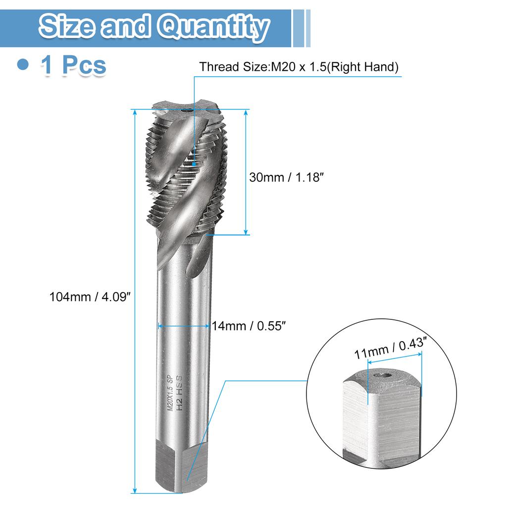 M2 M2.5 M3 M4 M5 M6 M7 M8 M10 M12 M14 M16 M18 M20 M22 Spiral Flute Thread Tap Metric Machine Taps HSS6542 Uncoated