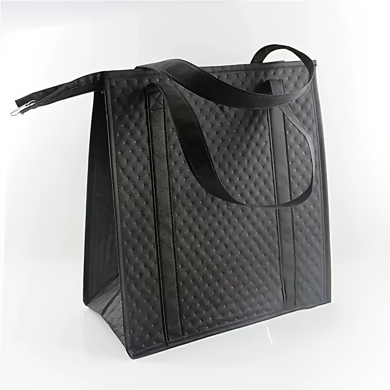 

1pc Insulated Grocery Bags, Handheld Thermal Storage Bags, Black Cooler Tote Bags