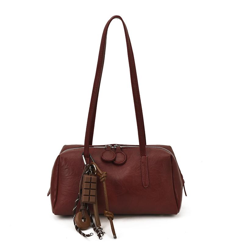 Customized shoulder bag niche 2025 new retro texture niche casual versatile handbag simple Boston