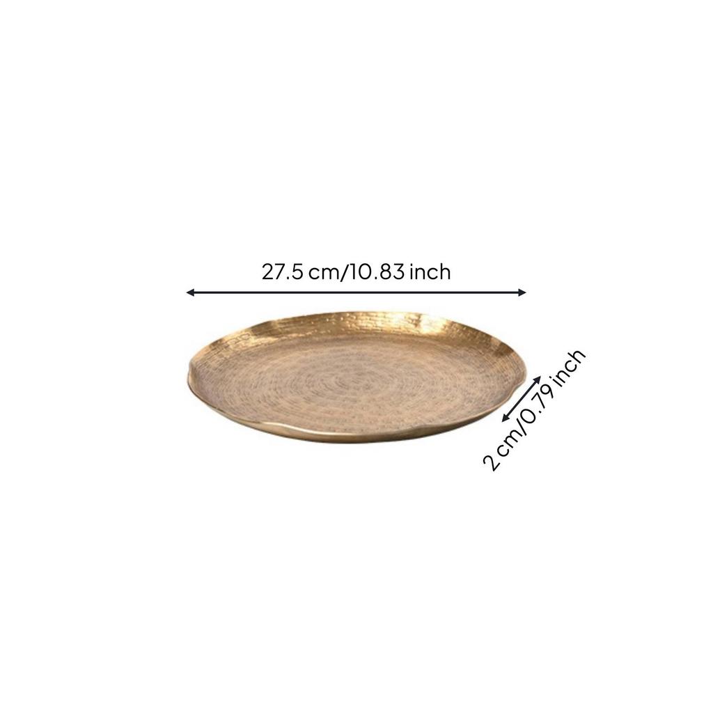 Tray with Hammered Texture Lightweight Platter Raised Edge for Console Table