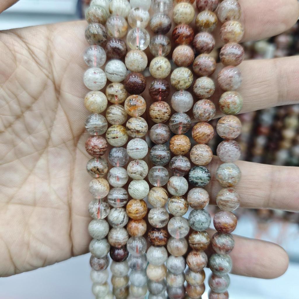 7A Natural Crystal Thousand-Layer Phantom Round Beads for DIY Jewelry and Accessories