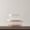 HARIO Heat-resistant glass storage containers, set of 6, water capacity 250/600ml, off-white, made in Japan KST-2012-OW