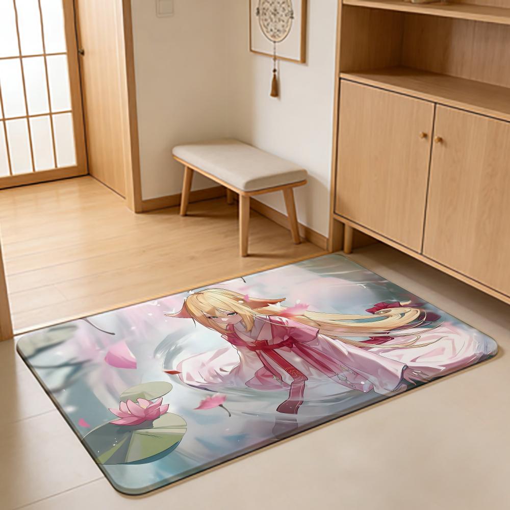 ANIME F-Fox Spirit Matchmaker Floor Mat Absorbent Floor Mat Non-Slip Entrance Rug for Bathrooms Restrooms and Toilets