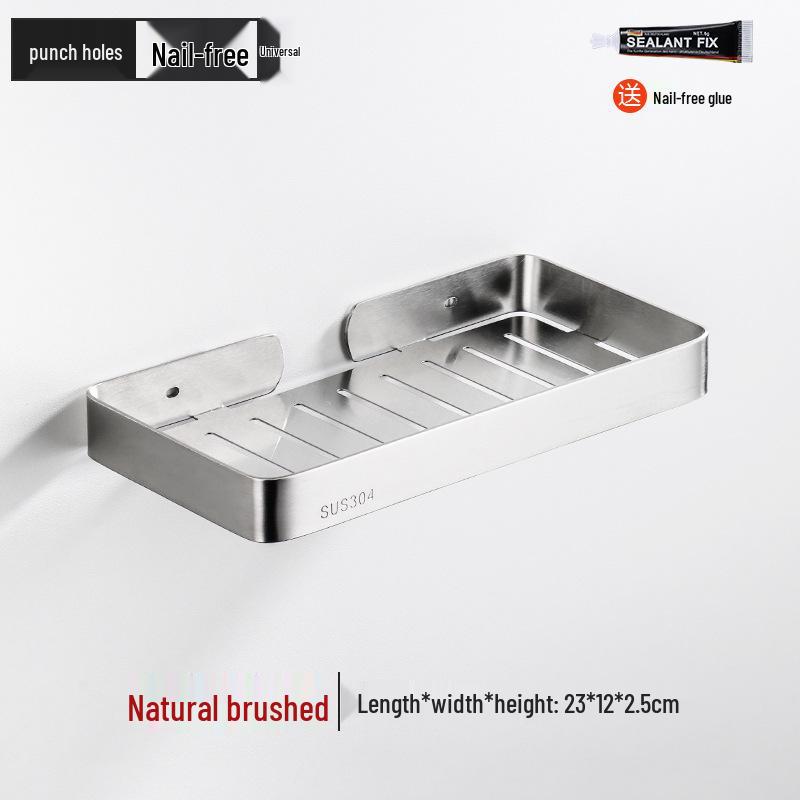 304 Stainless Steel Wall-Mounted Draining Soap Holder - No Water Accumulation for Hotel Use.