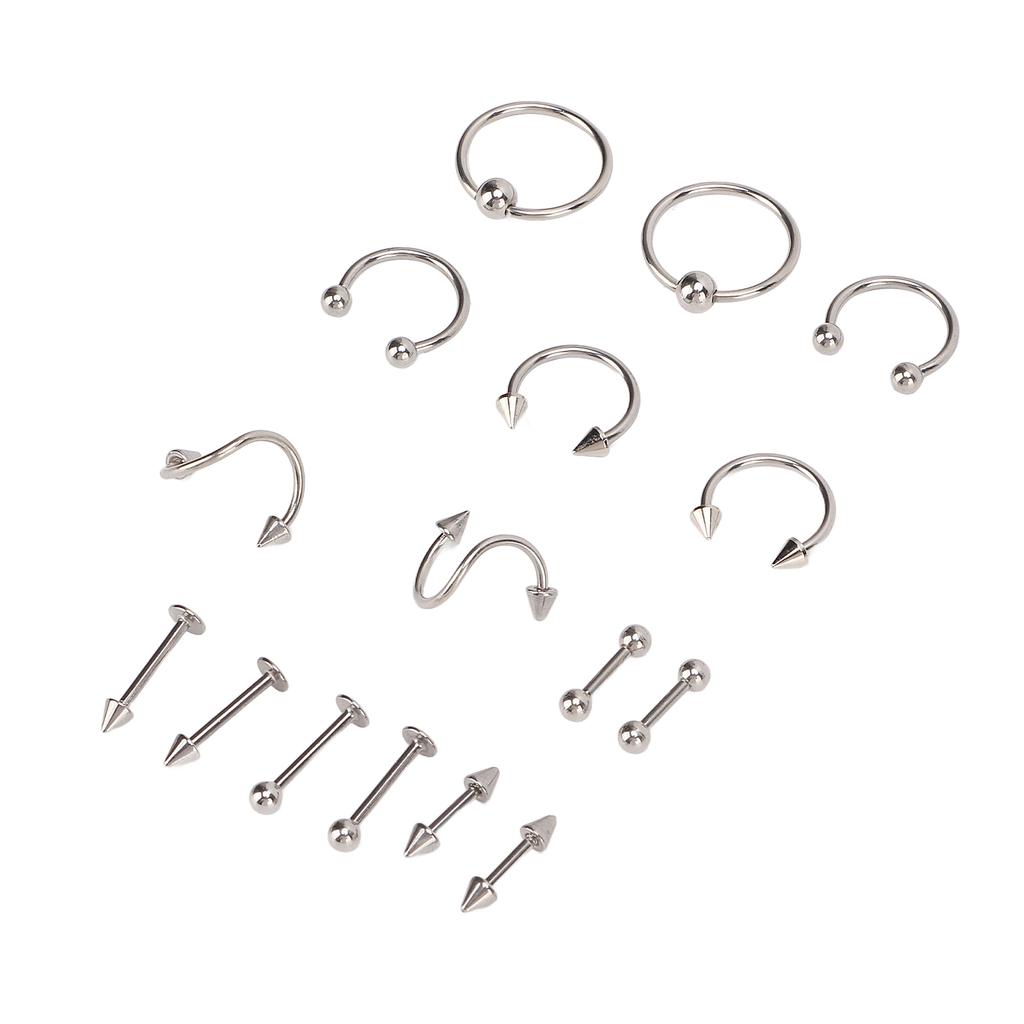 Nose Studs Set Stainless Steel Exquisite Different Shapes Safe Smoothing Polished Surfaces Nose Studs for Women