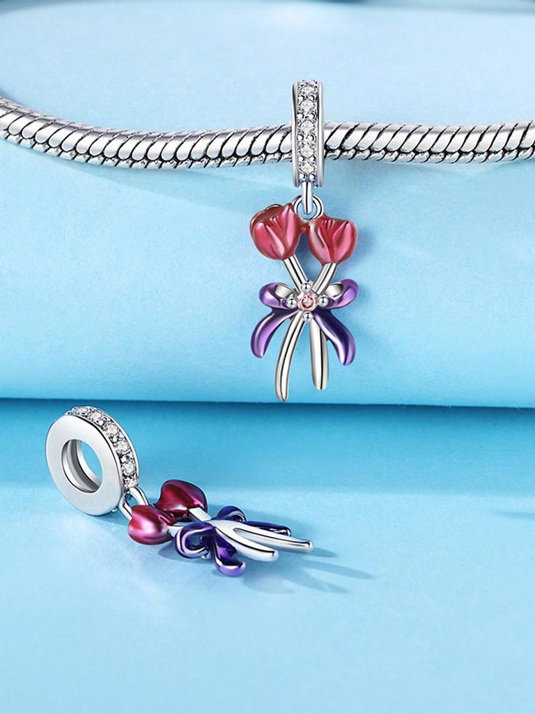 Charms Plata Copper Colors Tulip Lily Of The Valley Beads Charm Pendant For Original Bracelet For Women Diy Jewelry Love Gift