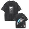 Jujutsu Kaisen Gojo Satoru Grafik T-Shirt Herren Damen Streetwear Lässige Baumwoll-T-Shirts Gewaschenes T-Shirt Harajuku Unisex T-Shirt