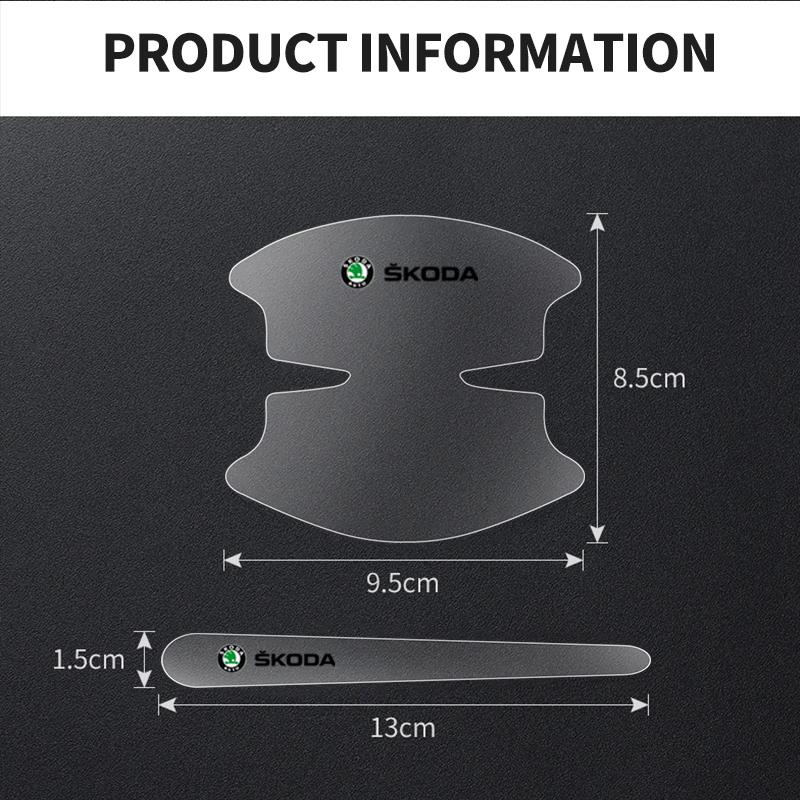 8Pcs Car Door Handle Bowl Transparent Rubber Protector Car Sticker Door Wrist Film For Skoda Octavia Kodiaq VII Scala K Gxy544