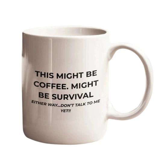 

Yousheng Funny Coffee Cup This Might Be Coffee Might Be Survival Mug 350ml Heat Resistant Ceramic Mug with Sarcastic Quote Colorful Office Cup for білий