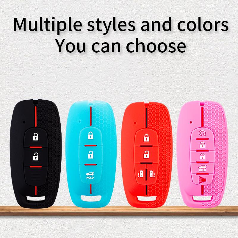 2 3 4 5 Buttons Silicone Car Key Case Cover For Nissan X-Trail T33 Kicks Qashqai J12 Juke Teana Altima Ariya Remote