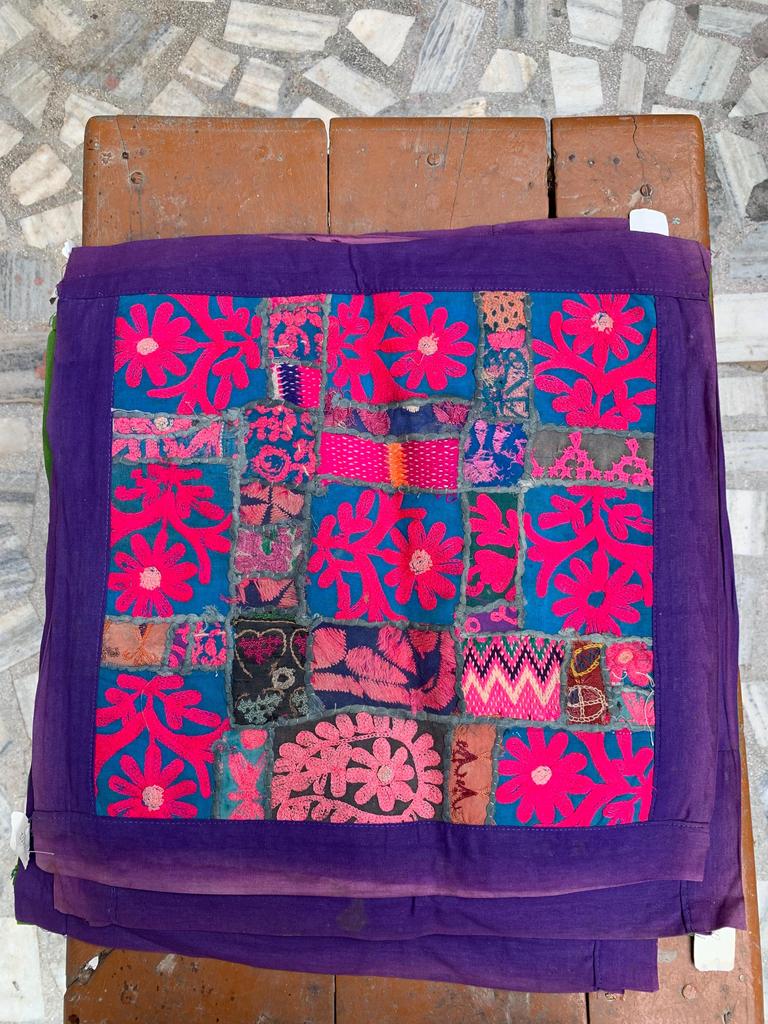 Hand Embroidered Cotton Pillow Cover: Bohemian Decorative Cushion 40