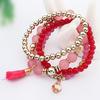 4Pcs/Set Women Ethnic Multilayer Resin Beads Tassels Cuff Bracelets Fashion Jewelry