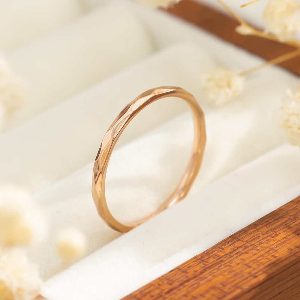 Women's Titanium Steel Diamond Ring: Colorfast, Lightweight Luxury, Trendy Thin Band