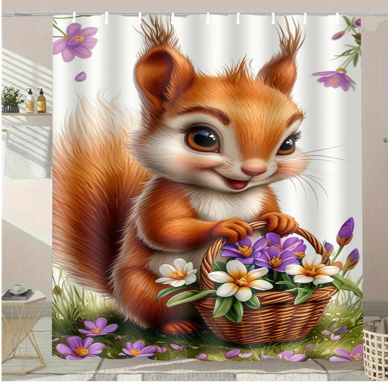 Cat Forest Washable Dirt-Resistant Shower Curtain Shower Head waterproof Polyester Bath Curtain For Home Decor Accessories