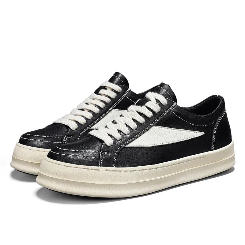 Mode Hohe Qualität Herren Lässig Leder Sportschuhe Mode Plateau Lässig Schnürschuhe Board Schuhe Bequem Outdoor Tennis Vulkanisierte Schuhe