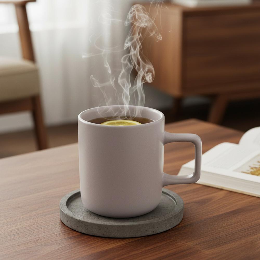 Kubek Ceramiczny Do Kawy Herbaty Napojów Ciepłych Zimnych Szary 380 Ml