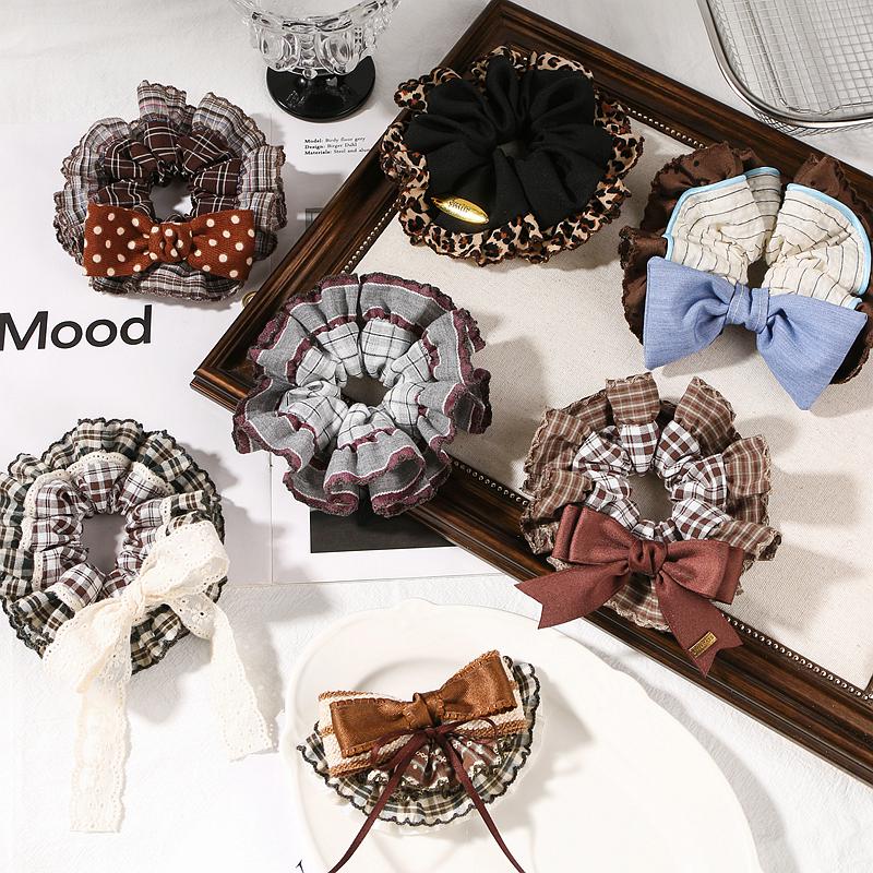 Lace Ruffle Plaid Ribbon Hat & DIY Hair Accessories: Leopard Print, Polka Dot, Silk Bow