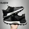 Color Block Fashion Chunky Sneaker Men Running Shoes Casual Leather Fabric Breathable Height Increased Platform Sport Shoes