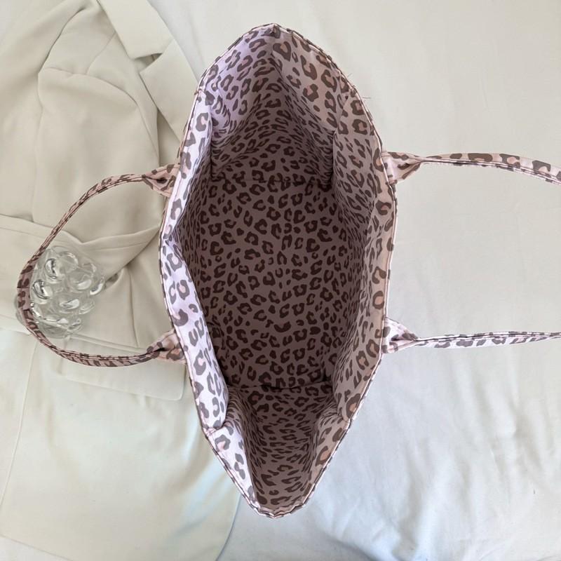 Pink Leopard Print Canvas Tote Bag Large Capaci Single oulder Bag Faionable Commuter Handbag Women's Bag tote bags for women