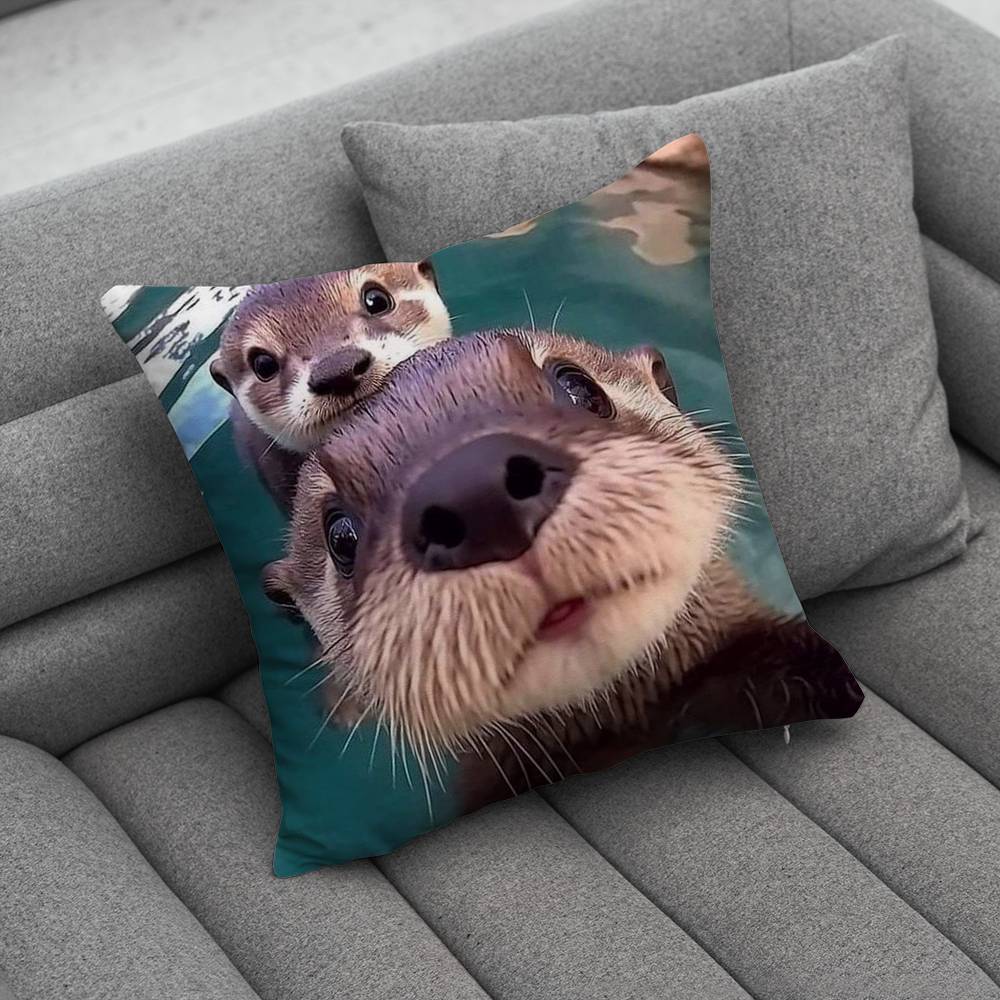 Cute Otters Pillow Case Pillowcase Home Sofa Cushions Car Cushions Pillowcover Office Pillowshell Pillow